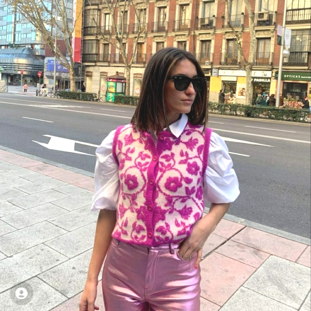 Zara FLORAL JACQUARD KNIT VEST bloggers favorite